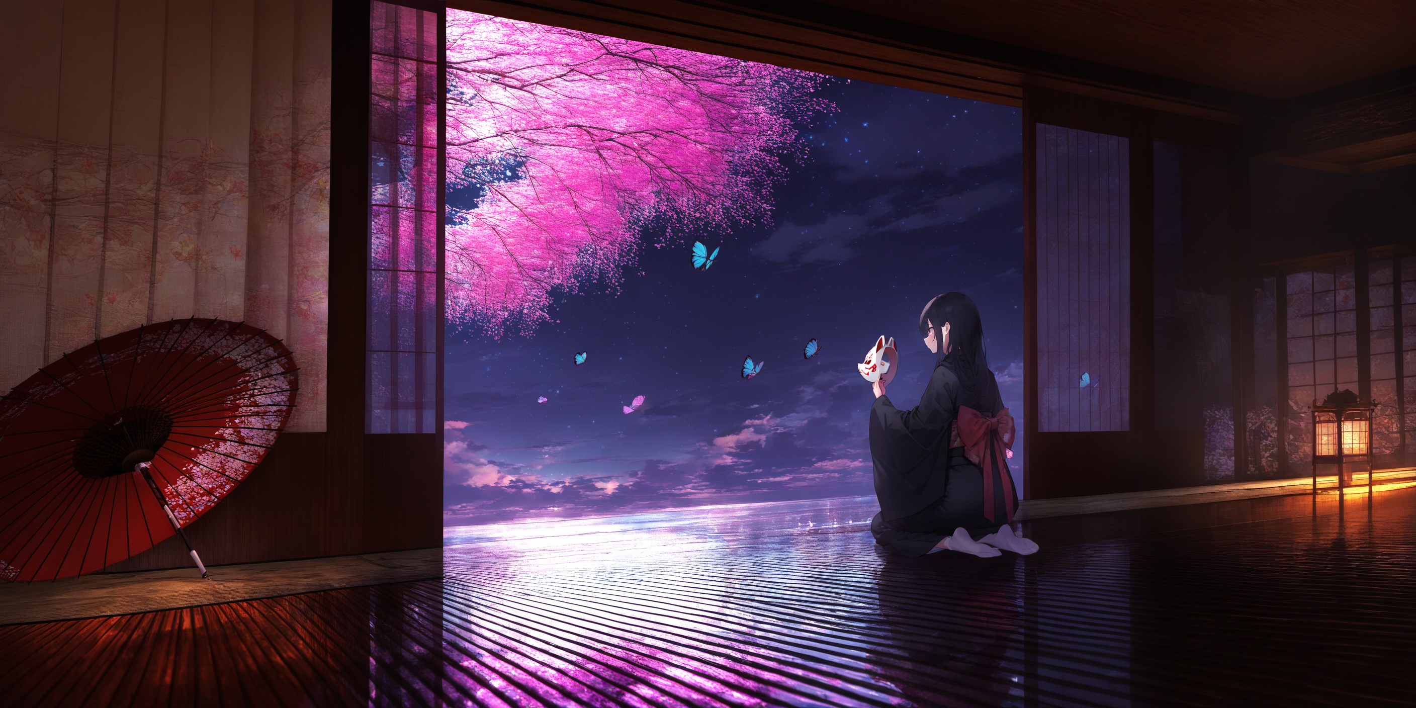 1girl,  kimono,  umbrella on Tensor.Art