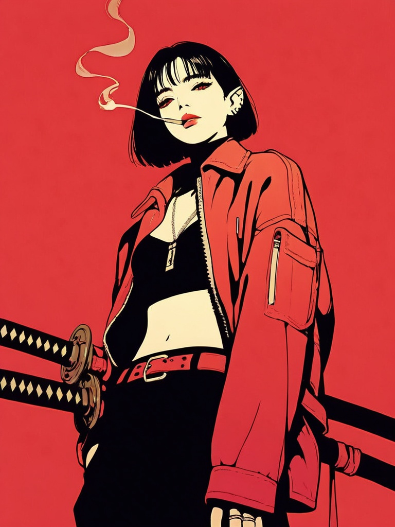 sword,  weapon,  red background on Tensor.Art