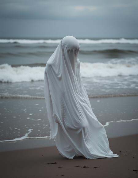 photography of a ghost at the beach on Tensor.Art
