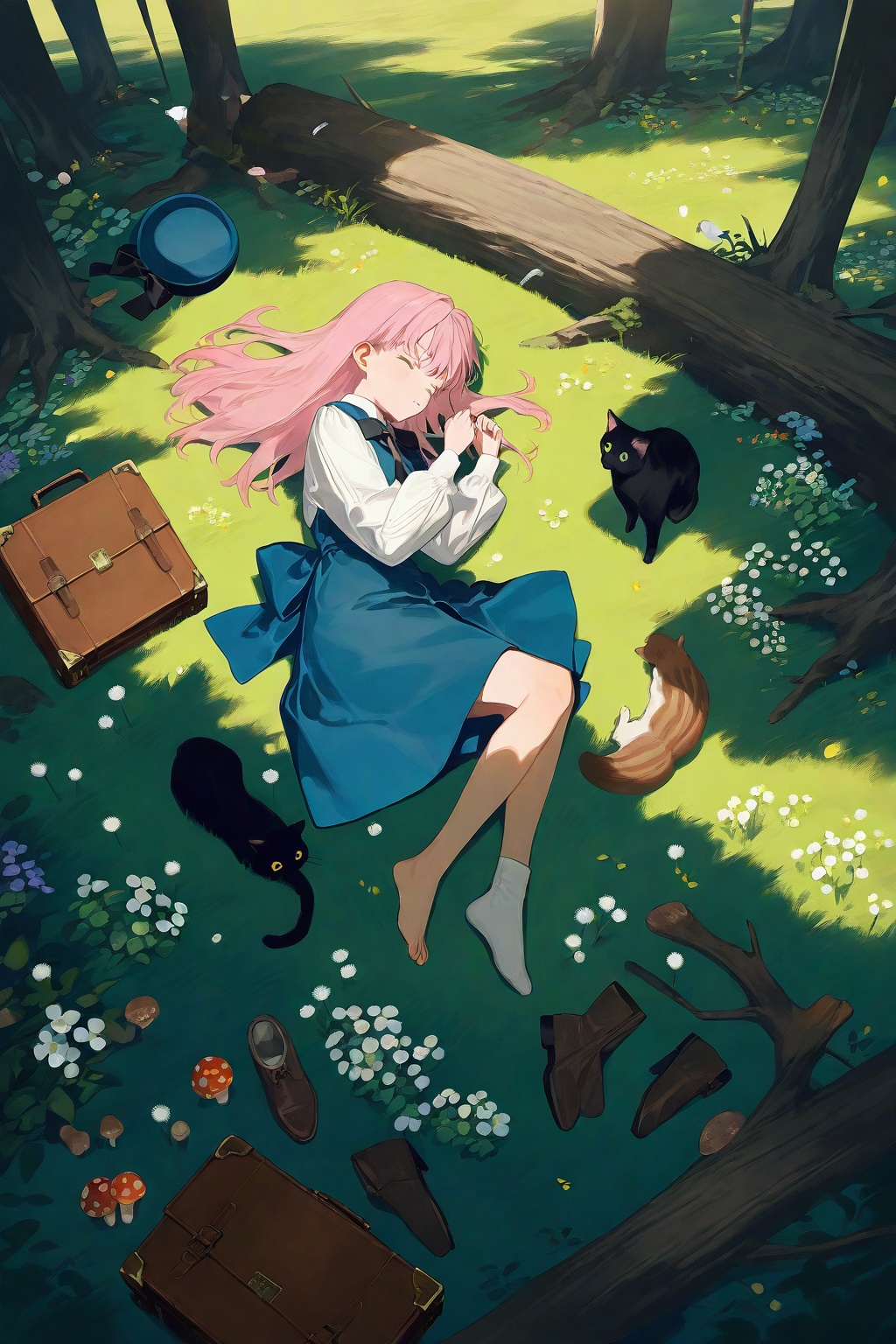 1girl,  grass,  lying on Tensor.Art