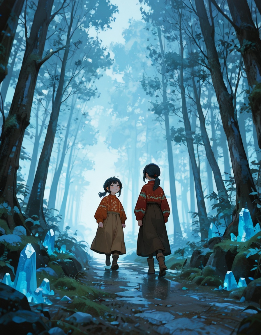 child,  lantern,  guiding siblings on Tensor.Art