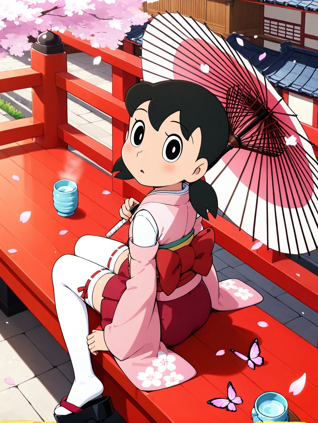 minamoto shizuka,  umbrella,  1girl on Tensor.Art