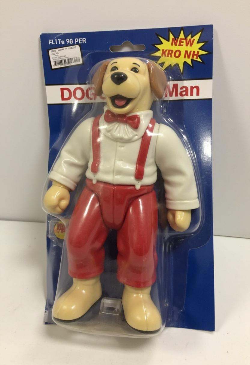 The image is a photograph of a packaged action figure of an anthropomorphic dog man. on Tensor.Art