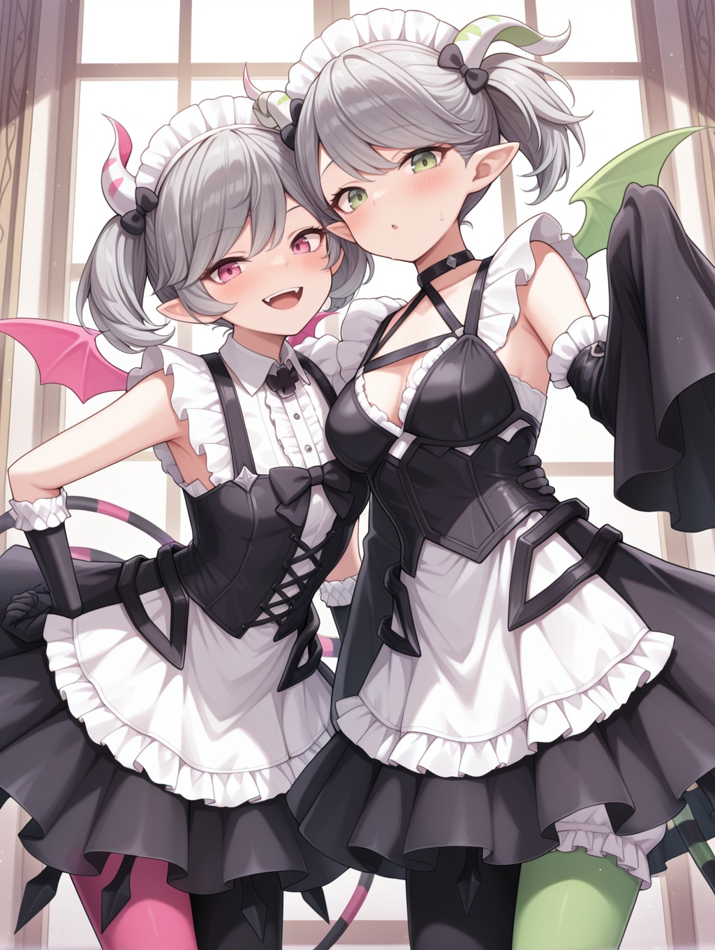 twins,  demon girl,  2girls on Tensor.Art