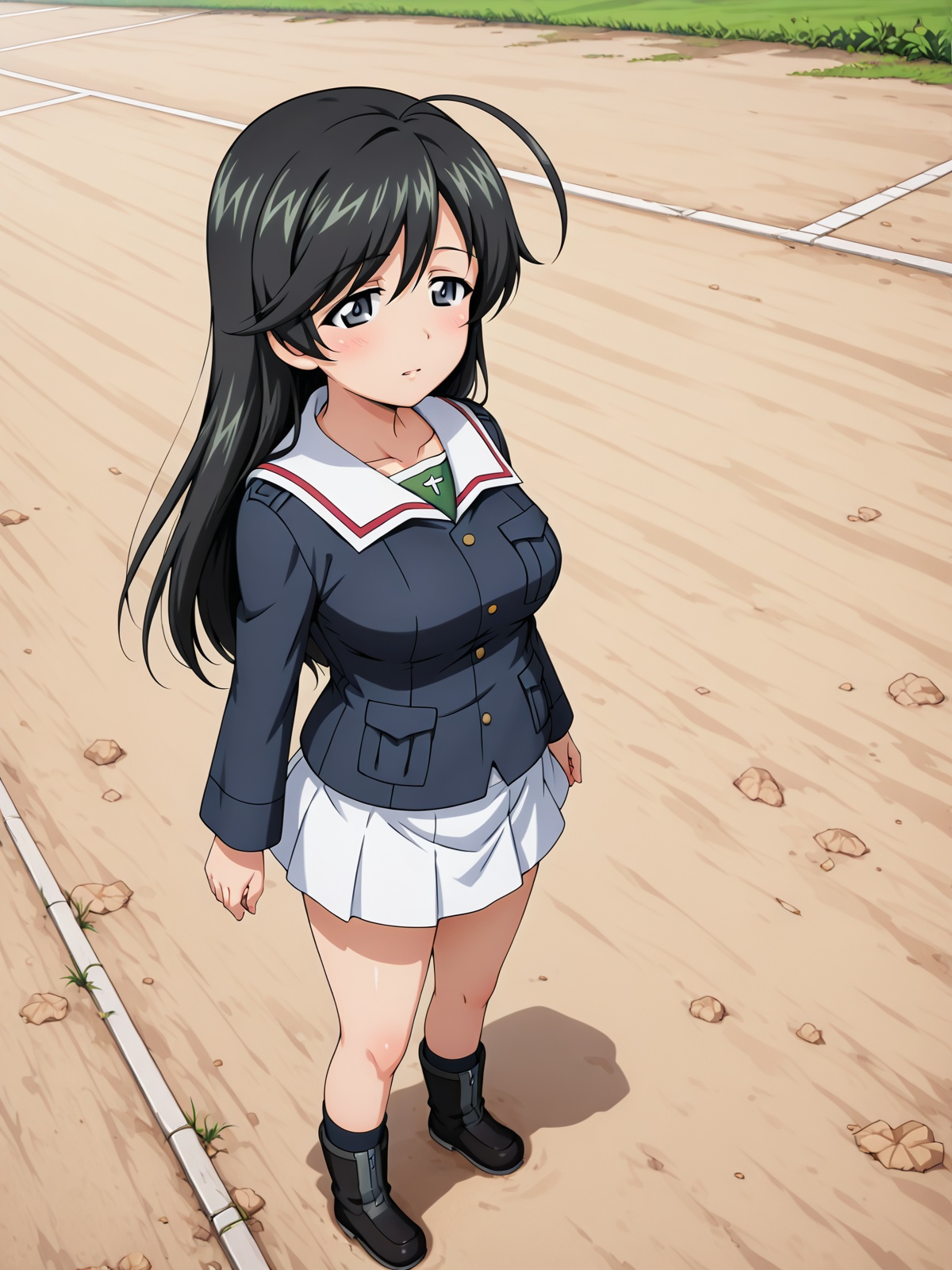 isuzu hana \(girls und panzer\),  ooarai school uniform,  ooarai military uniform on Tensor.Art