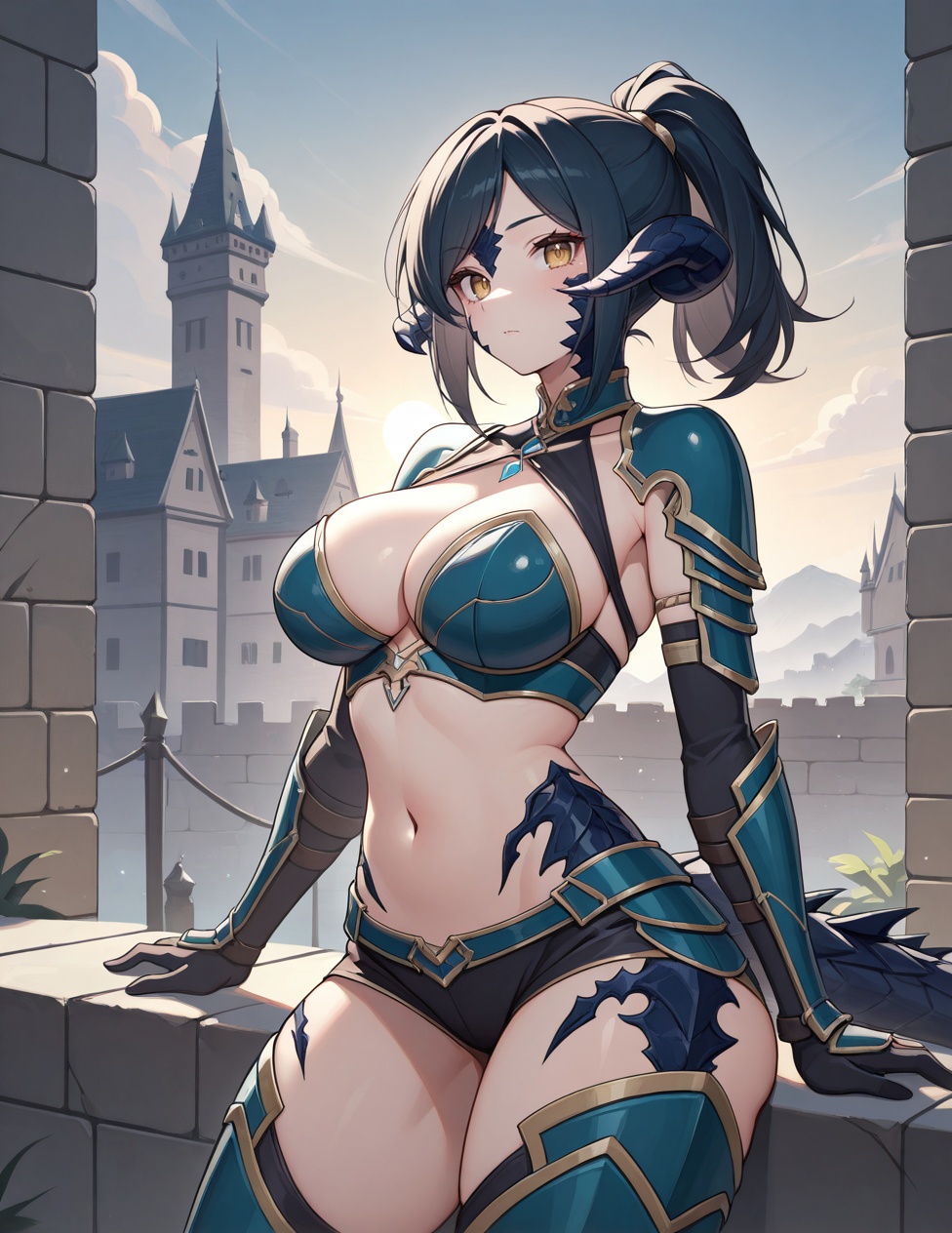 (detailed texture lighting,  detailed surface lighting) BREAK outdoors,  castle on Tensor.Art