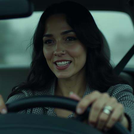 cinematic film still of perfection styleA perfect photo of a woman driving a car in the rain,  1girl,  solo on Tensor.Art