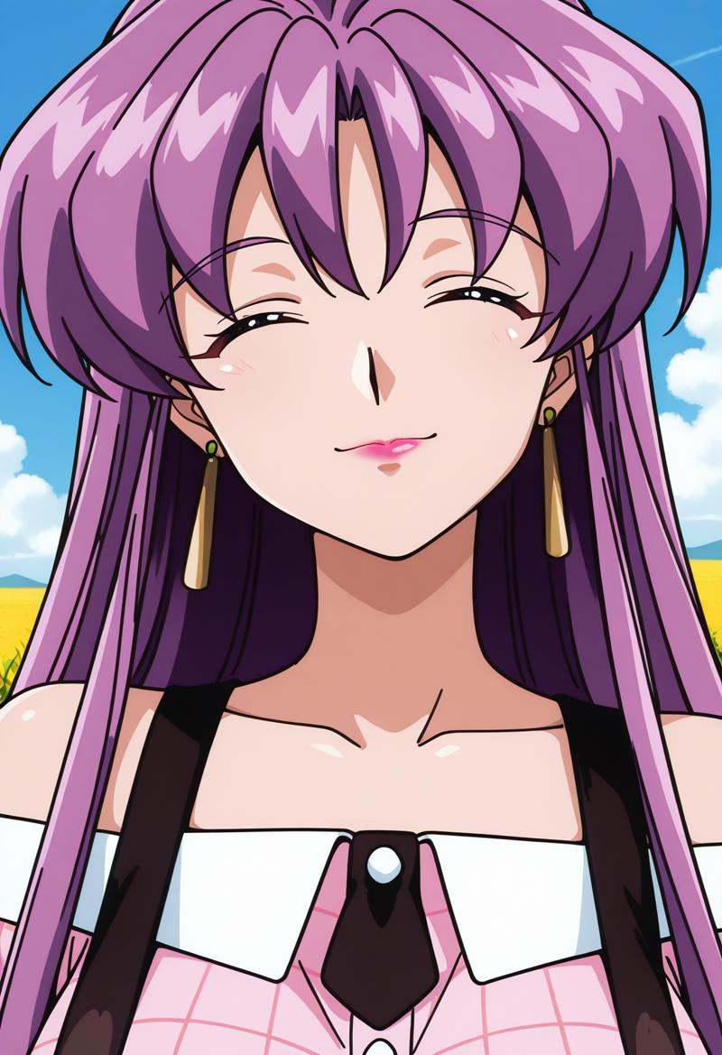 vg_ayako,  closed eyes,  purple hair on Tensor.Art