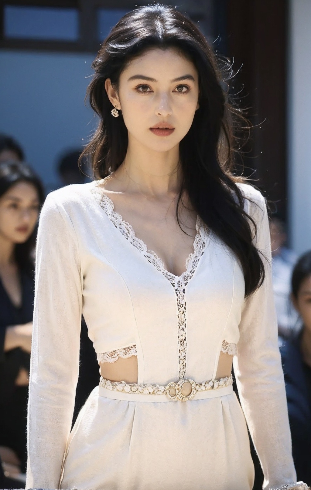 masterpiece, best quality,1girl, (Perfect female body:1.2), (upper body:1.1),date-night style, romantic clothing, alluring silhouettes, lace accents, soft colors, stylish accessories, flattering outfits