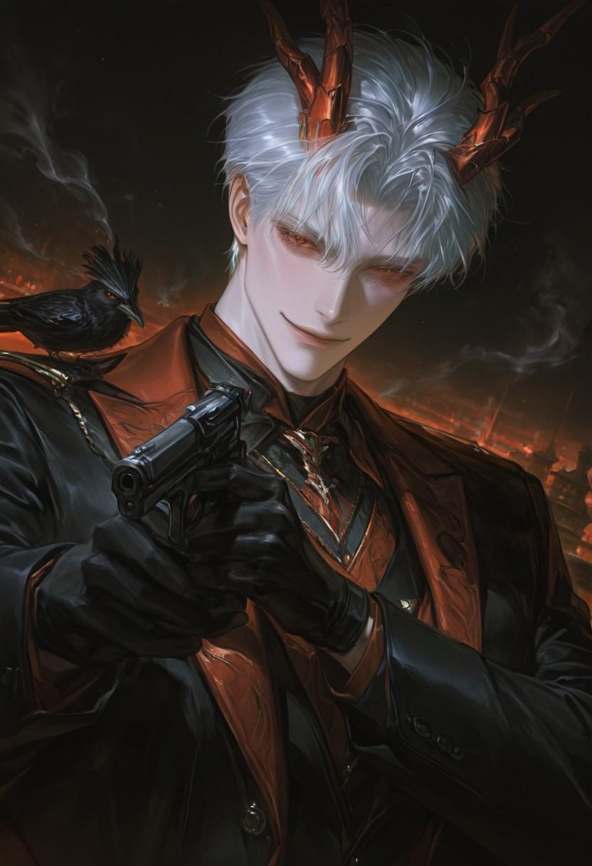 1boy,  white hair,  red eyes on Tensor.Art