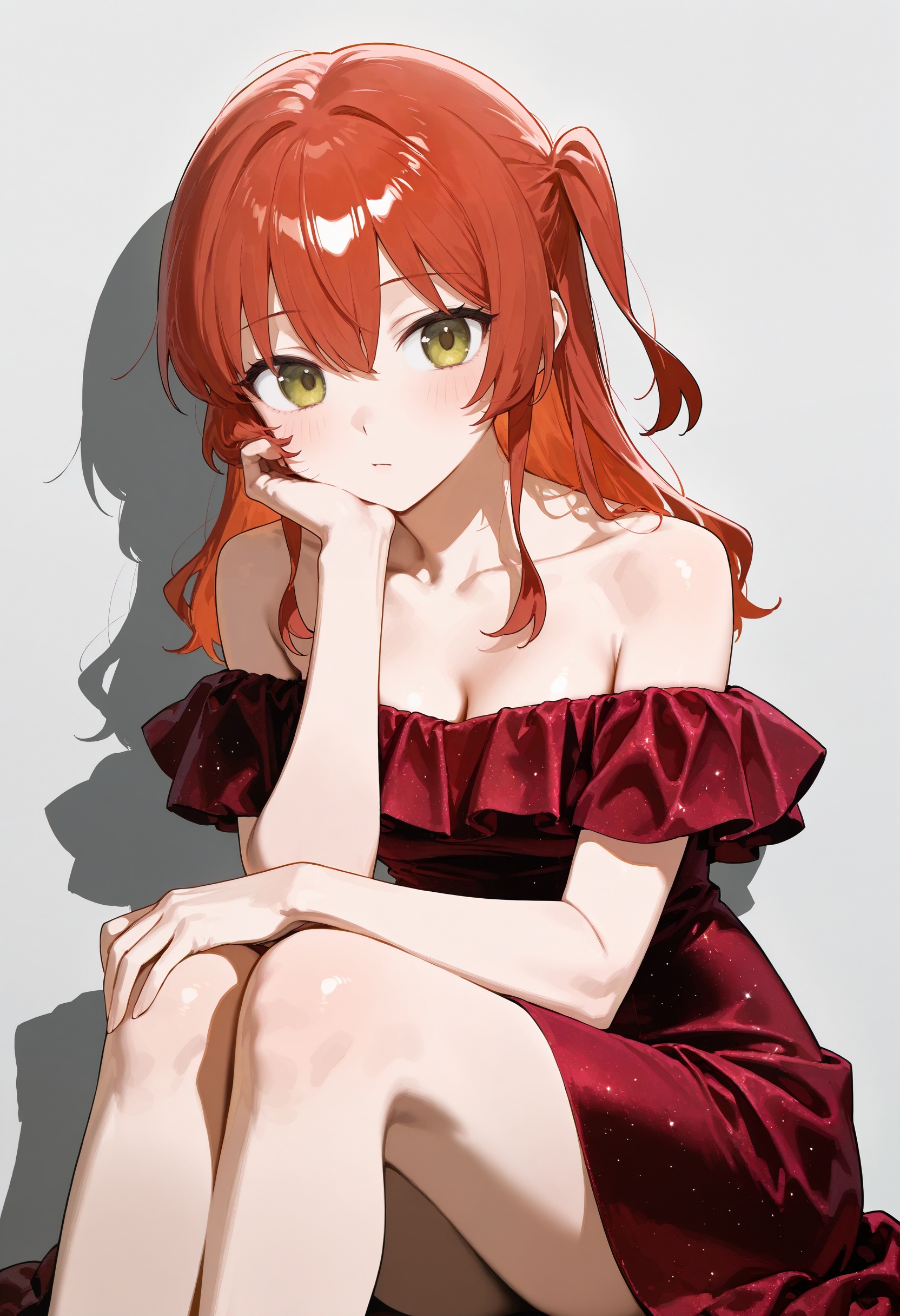 solo,  1girl,  red velvet dress on Tensor.Art