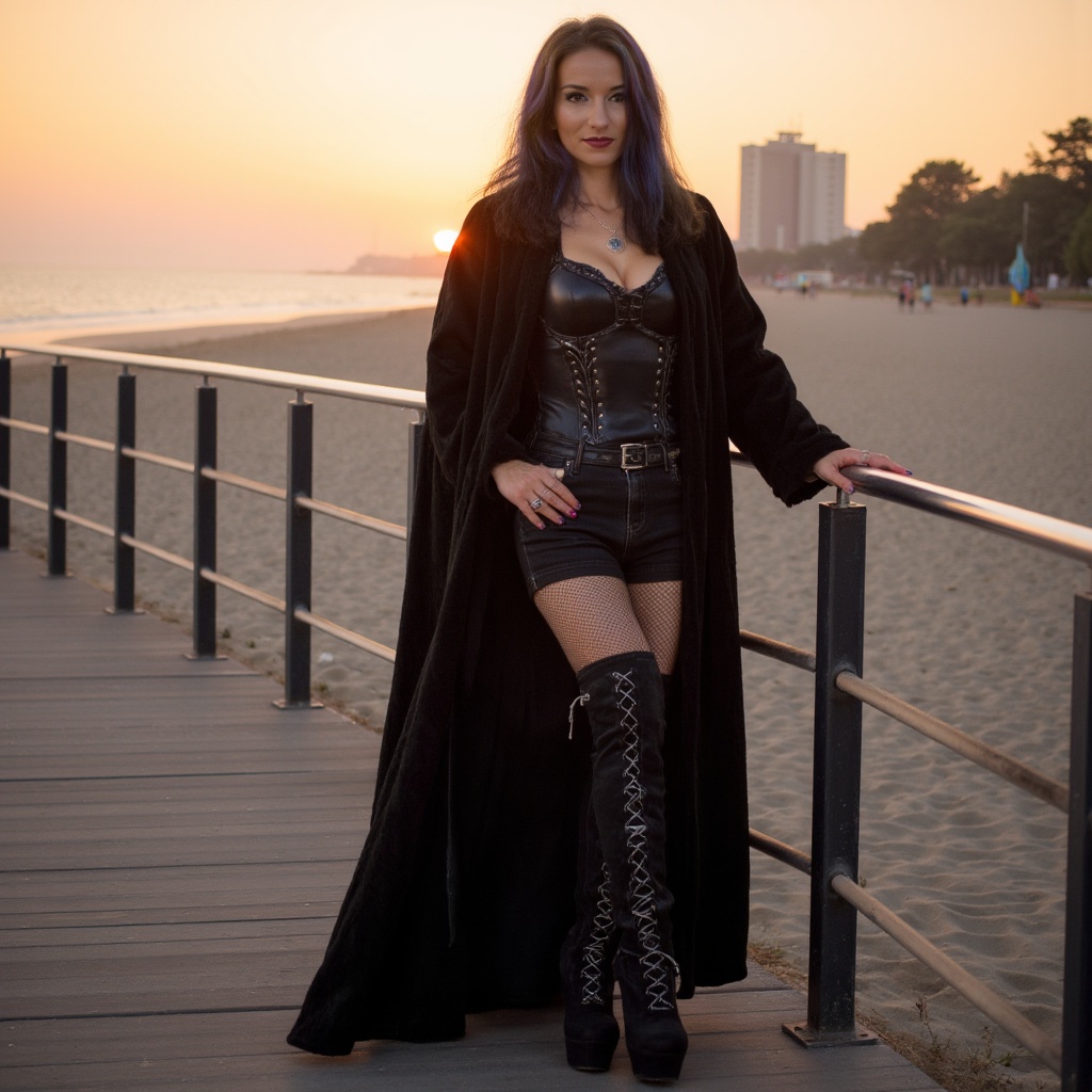 ladya cinematic,  golden hour lighting ,  dark gothic young woman on Tensor.Art