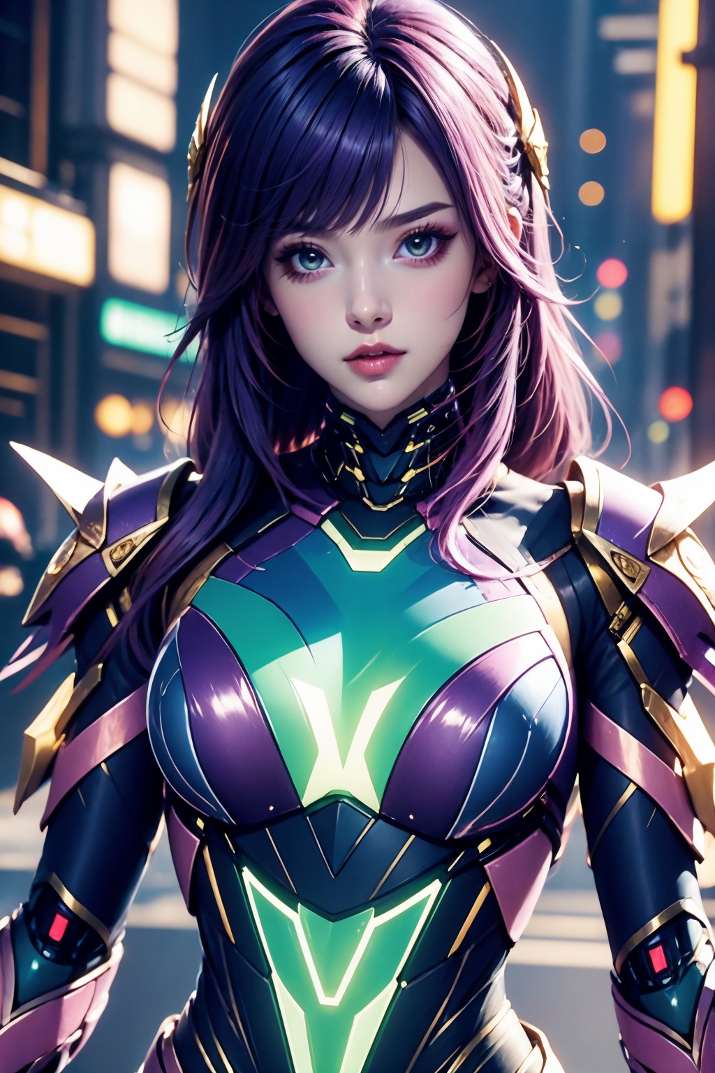 1girl,upper body,cyber armor,