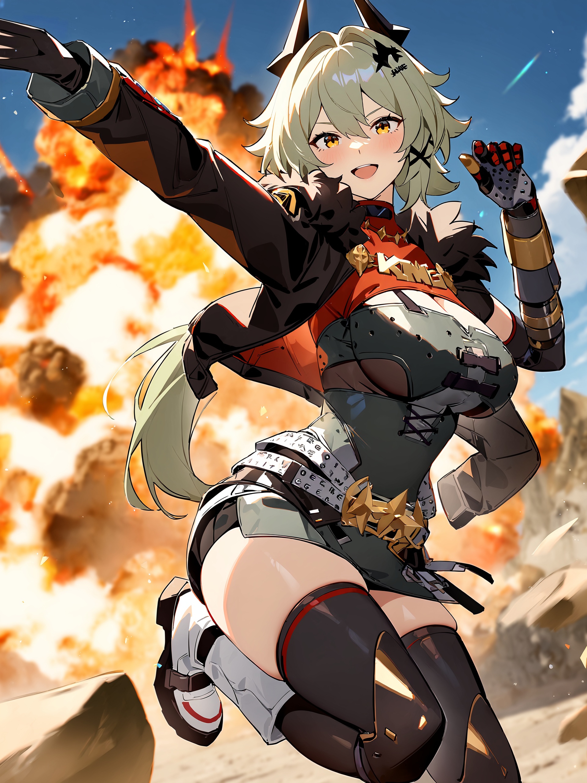 1girl,  caesar king \(zenless zone zero\),  horns on Tensor.Art
