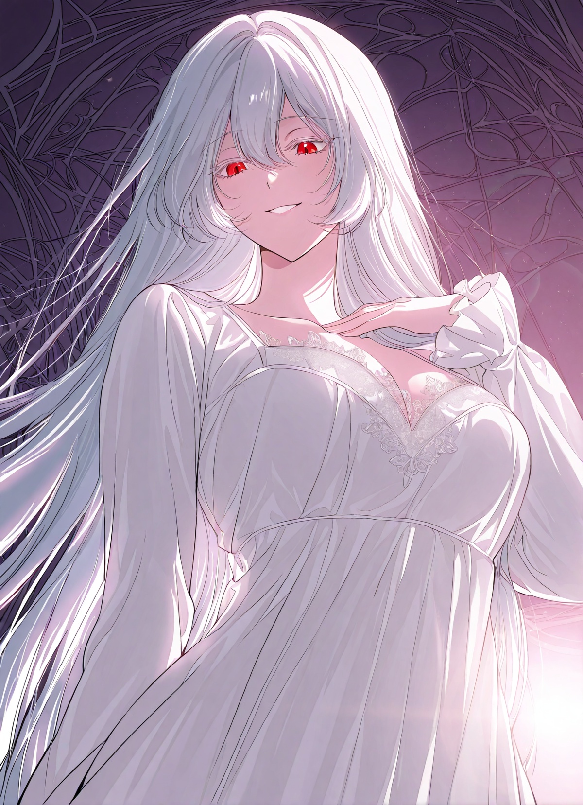1 girl,  solo,  long white hair on Tensor.Art