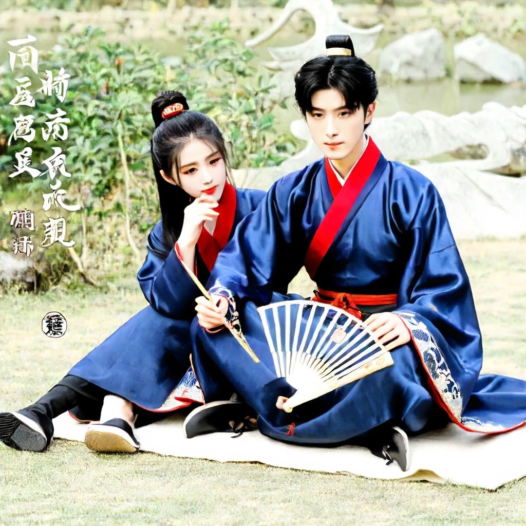 blue hanfu,  hanfu,  red dragon model on Tensor.Art