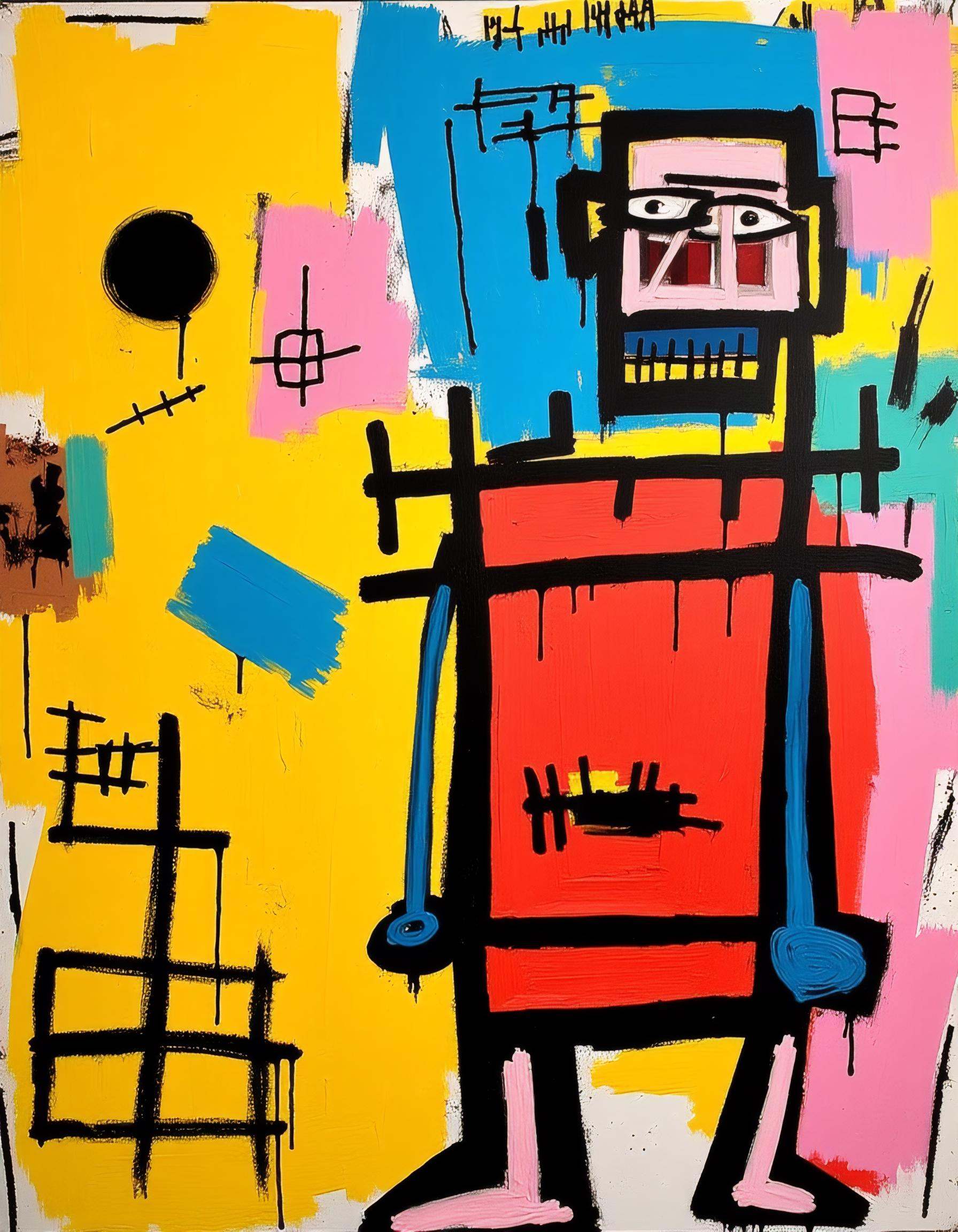 Jean-Michel Basquiat Style - a painting figurative art in the style of Jean Michel Basquiat on Tensor.Art