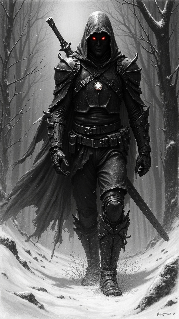 charcoal art of a "Armed Dragon Flash",  Winter,  Sci-Fi on Tensor.Art