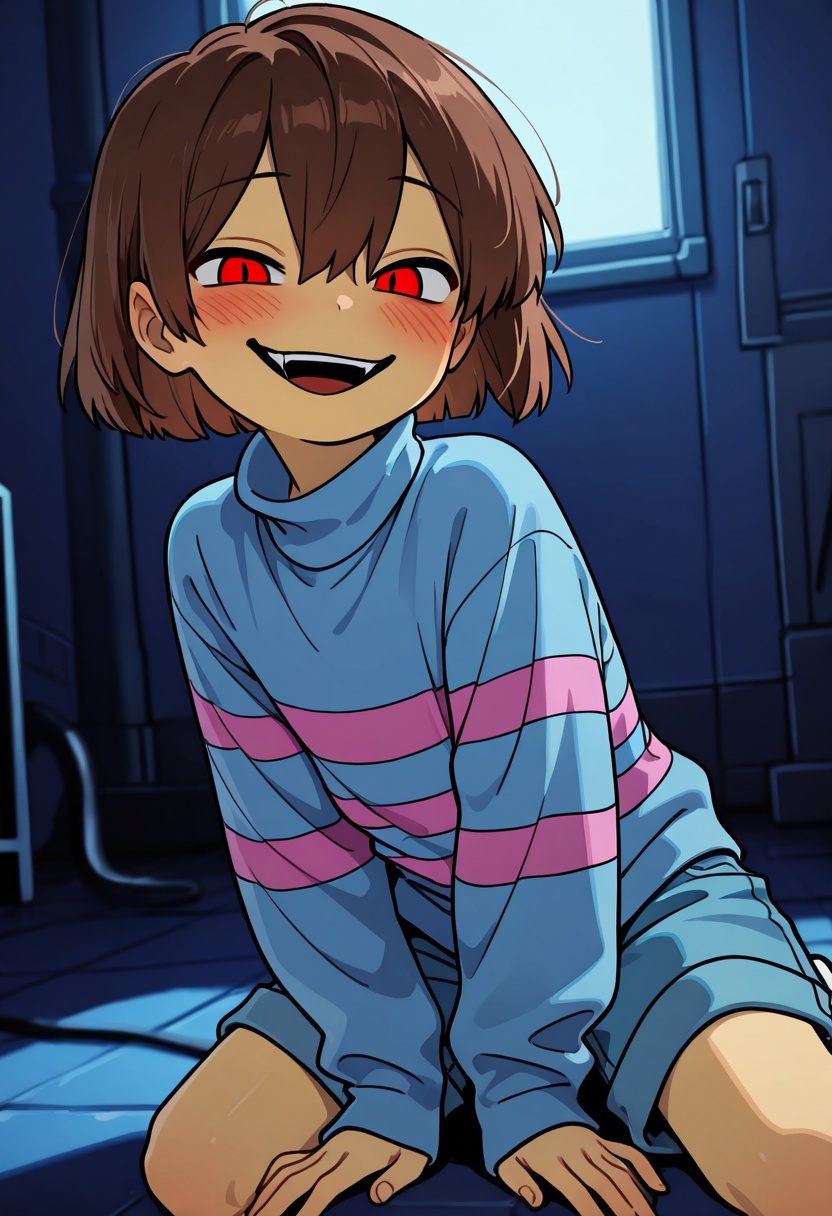 short hair,  purple outfit,  frisk (undertale) on Tensor.Art