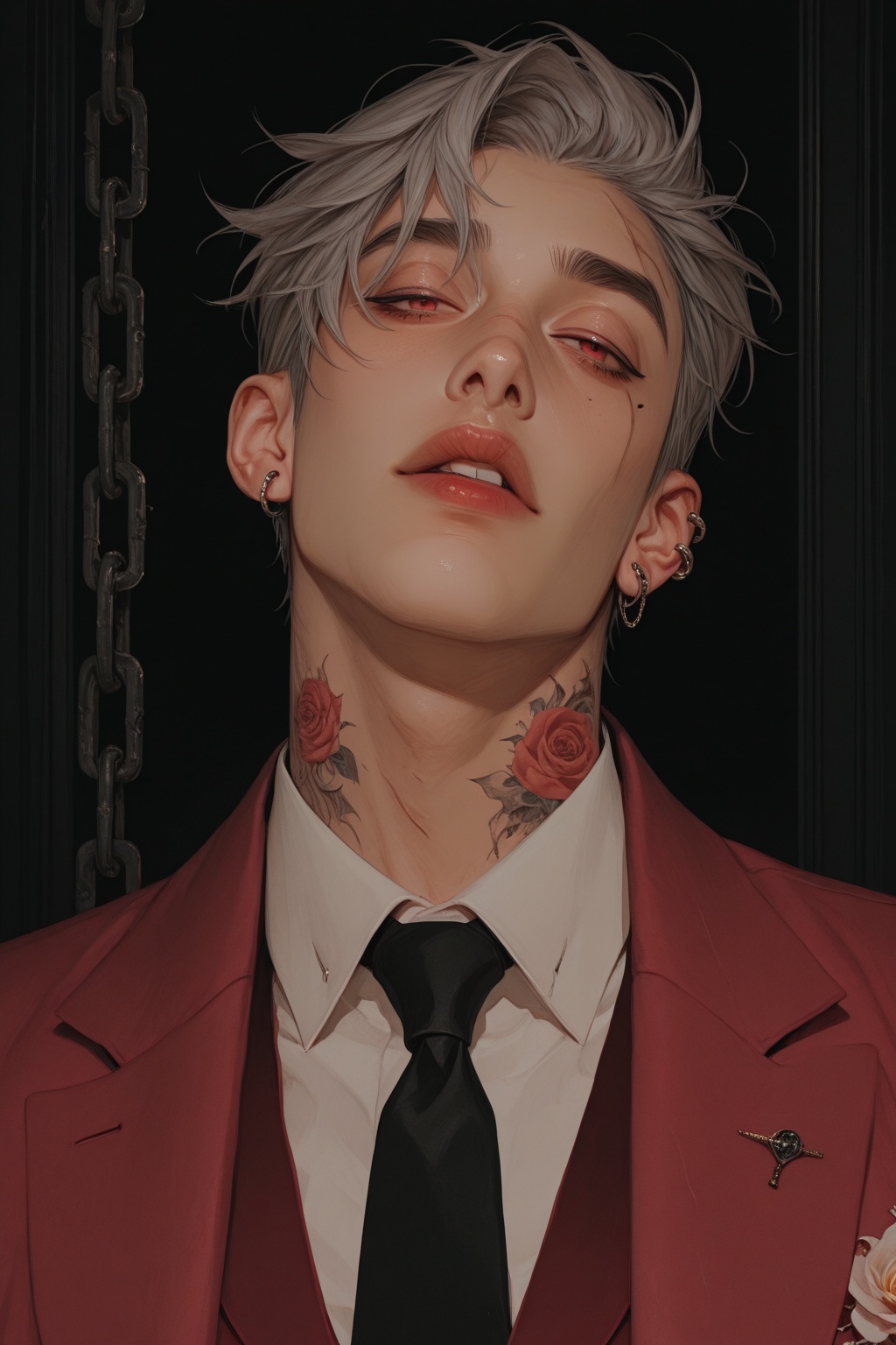neck tattoo,  tattoo,  necktie on Tensor.Art