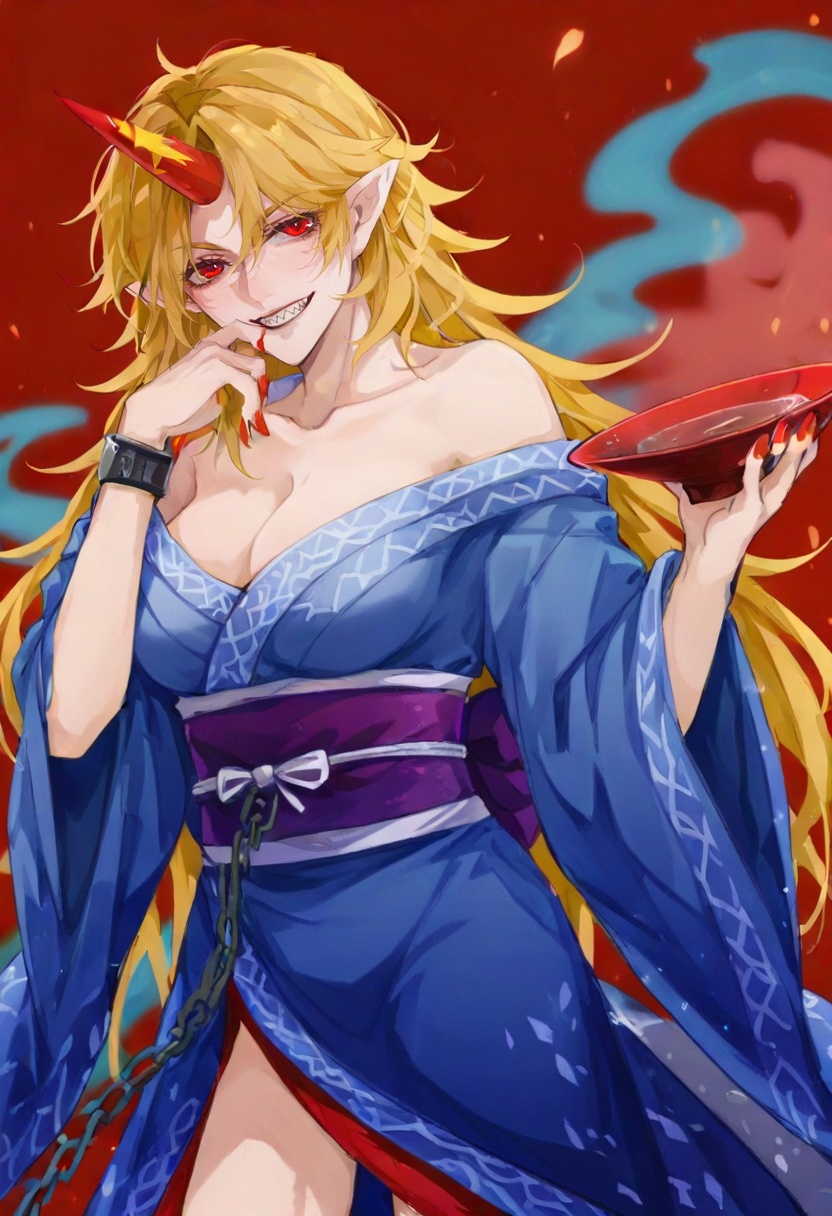1girl,  hoshiguma yuugi,  hoshiguma yuugi \(kimono\) on Tensor.Art
