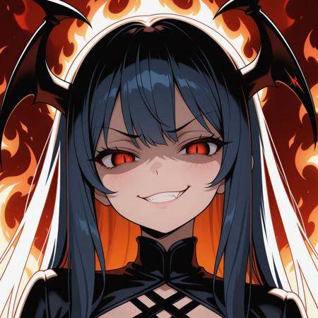 devil,  1girl,  fire background on Tensor.Art