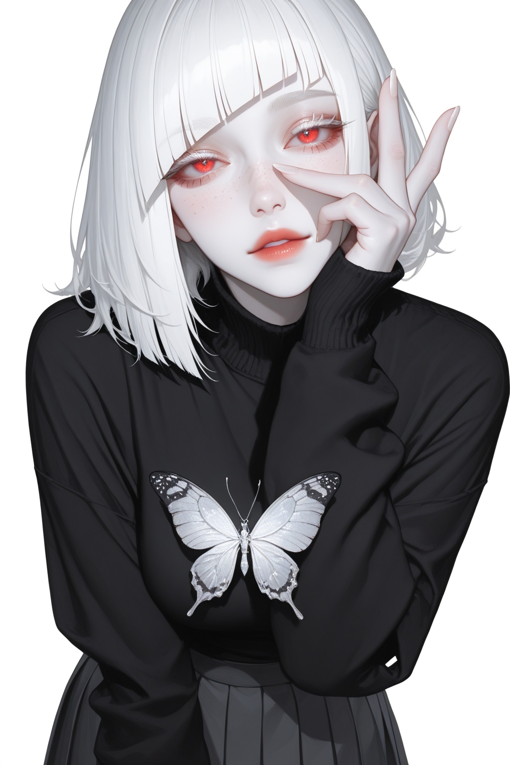 ((upper body,  white background,  (front view on Tensor.Art