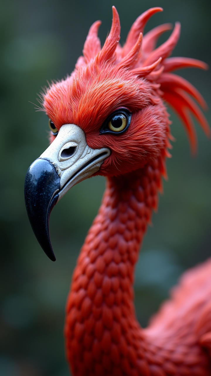 portrait,  close up of a The regal red warf,  with its long neck and sharp teeth on Tensor.Art