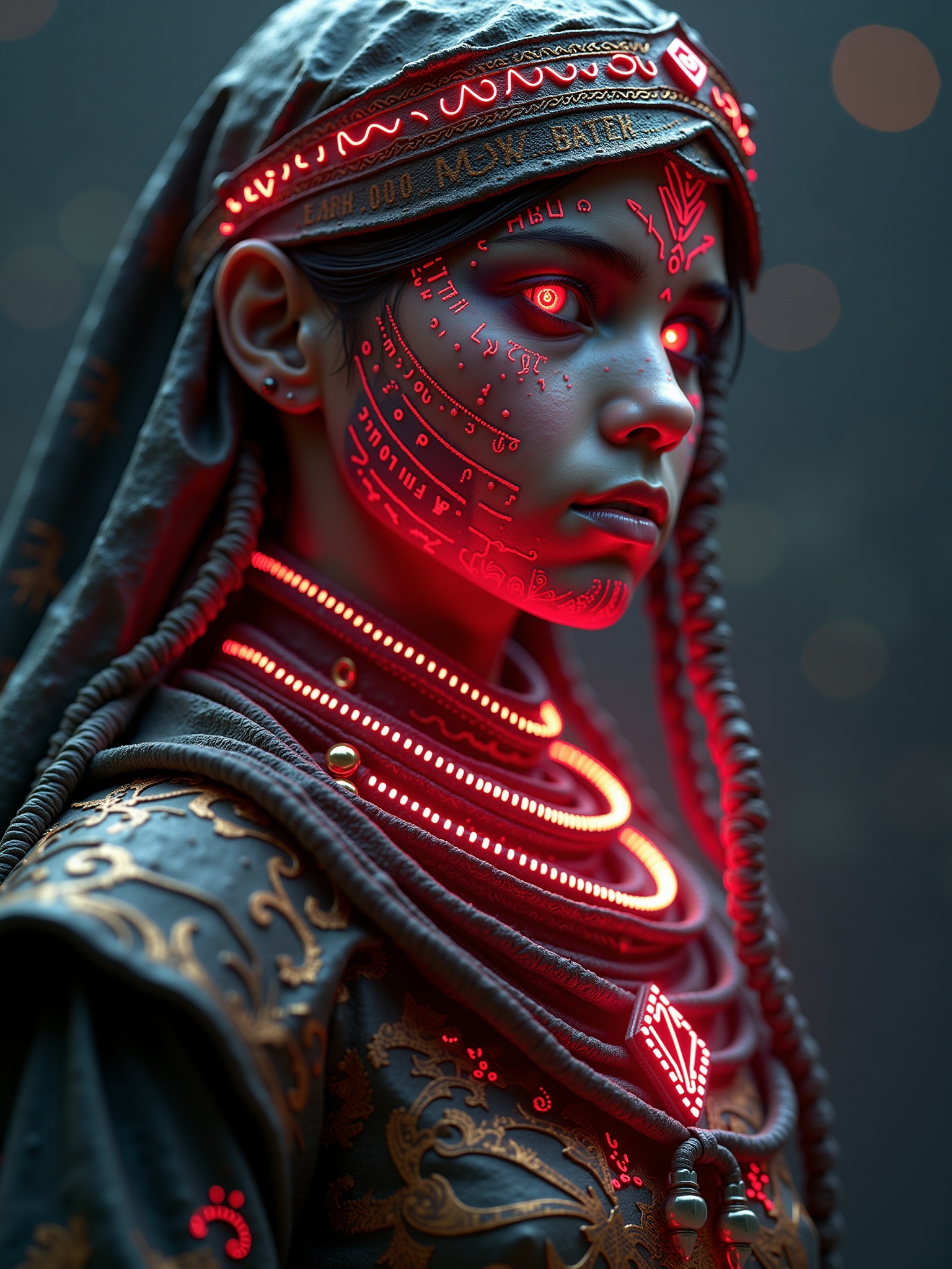 woman covered in glowing runes mad-arcnsmbls on Tensor.Art