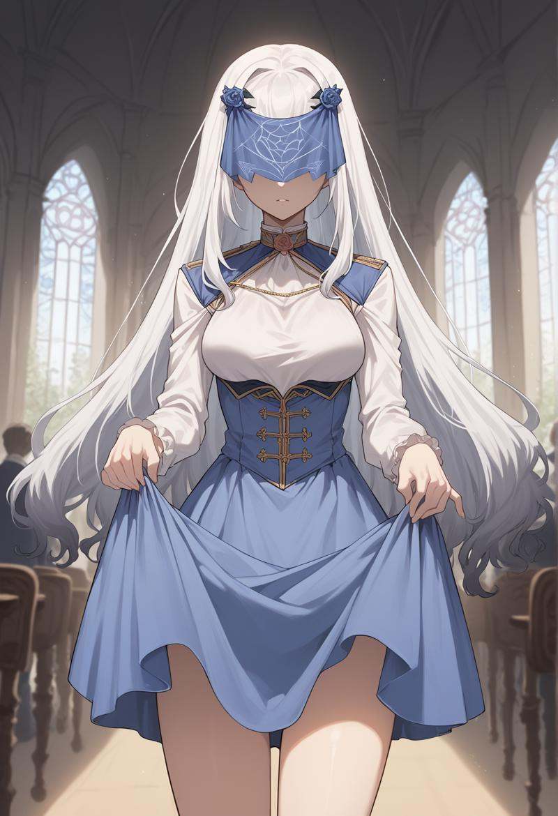 1girl,  forked eyebrows,  white hair on Tensor.Art