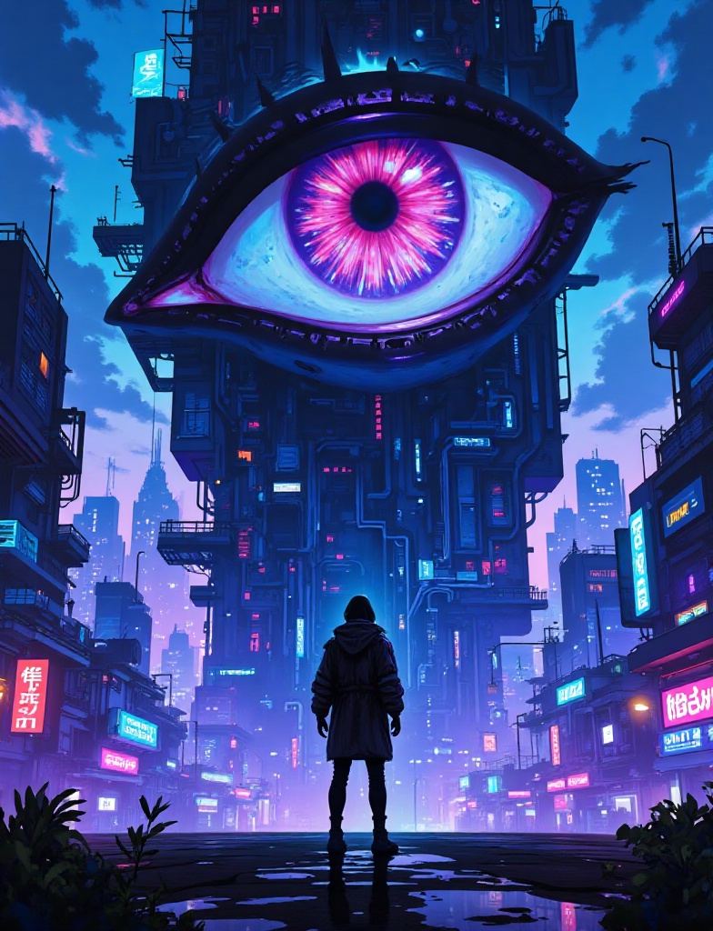 A futuristic cityscape at night,  sci-fi style,  cyberpunk on Tensor.Art