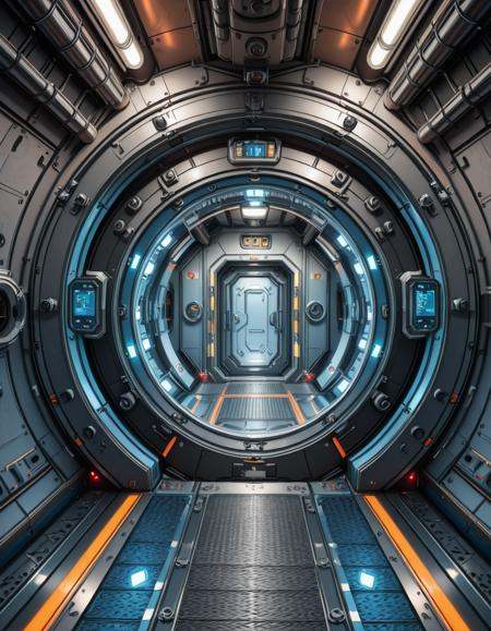 A hyper-detailed,  high-resolution photograph of a futuristic spaceship airlock,  labeled '41RL0CK'. The scene is set insi...