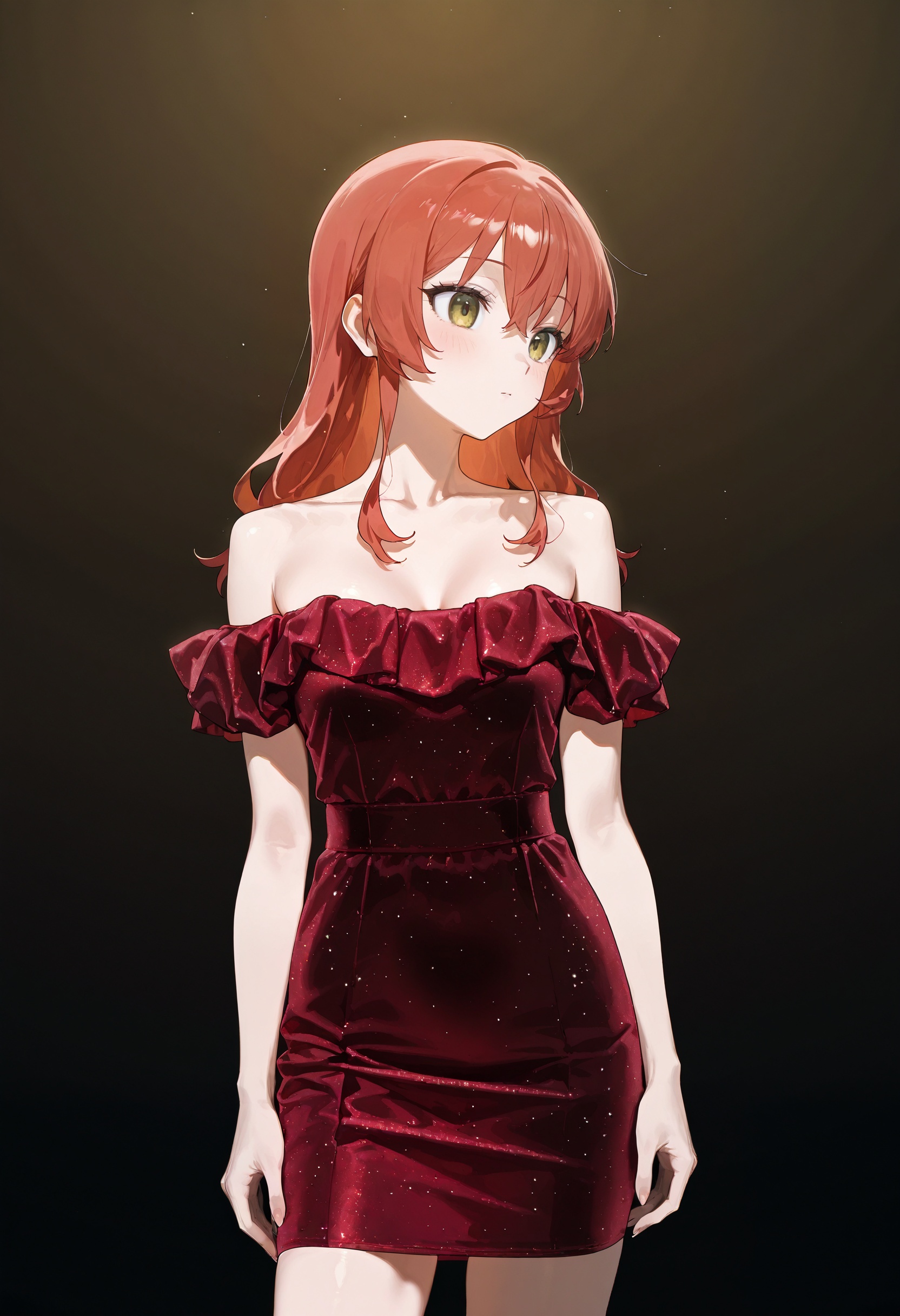 solo,  1girl,  red velvet dress on Tensor.Art