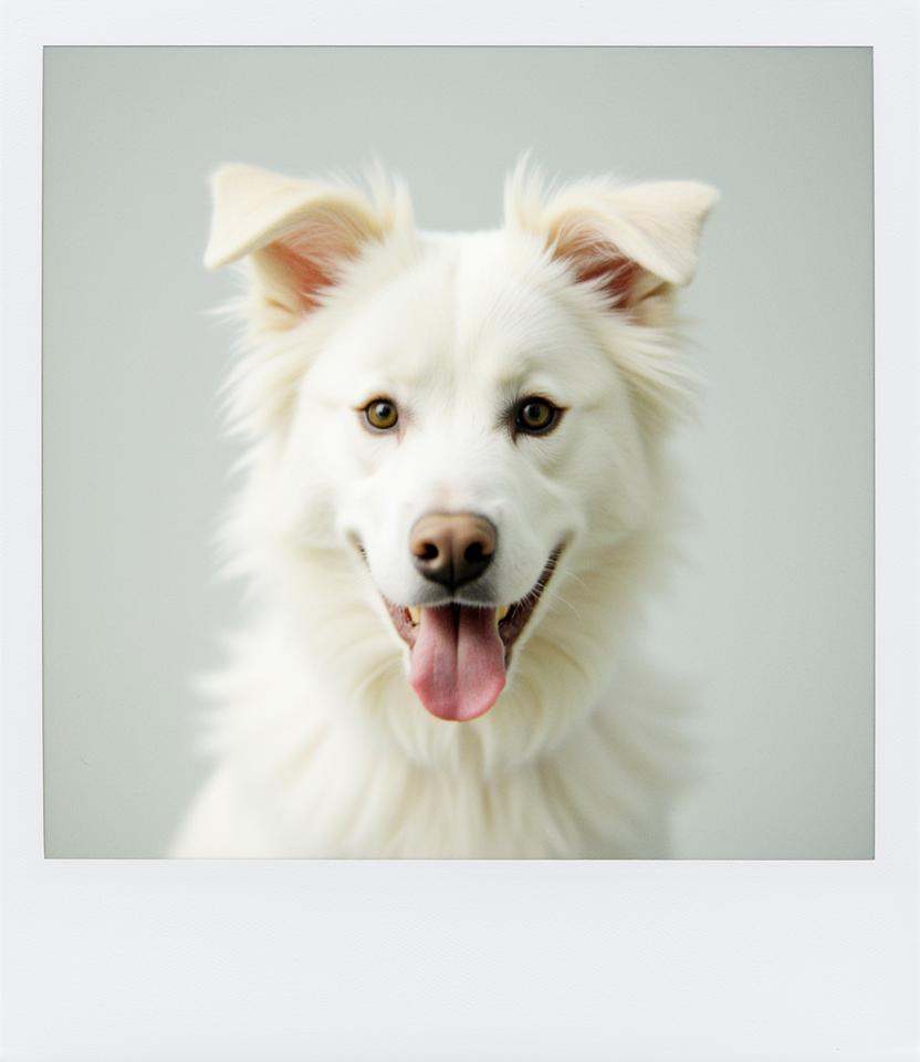 Polaroid of a white puppy,  funny,  lovely on Tensor.Art
