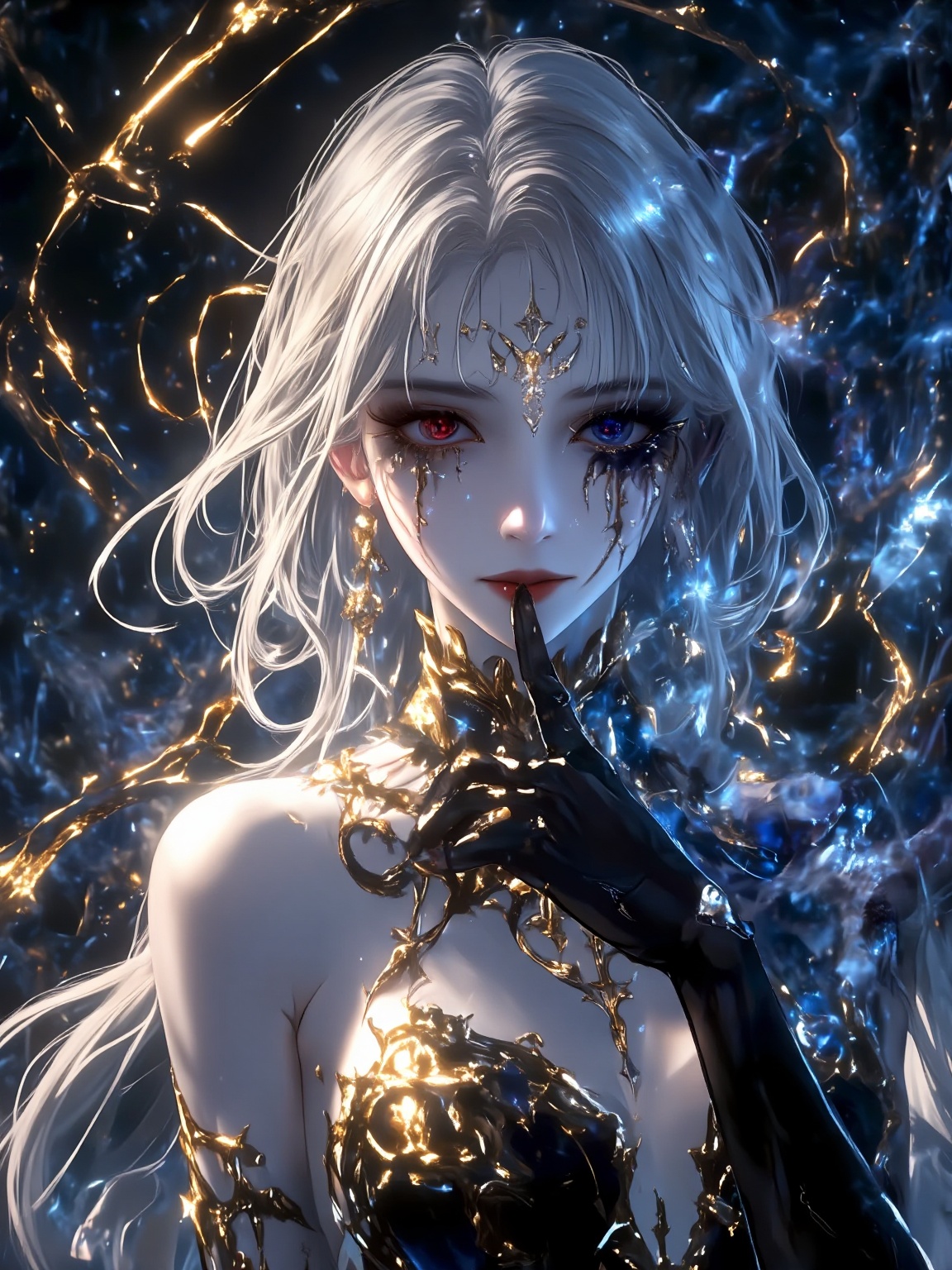 This is a digital illustration in an anime style,  depicting a surreal and ethereal scene. The subject is a young person w...