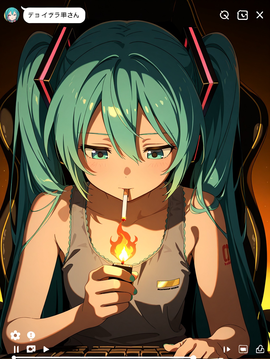 hatsune miku,  vocaloid,  looking down on Tensor.Art