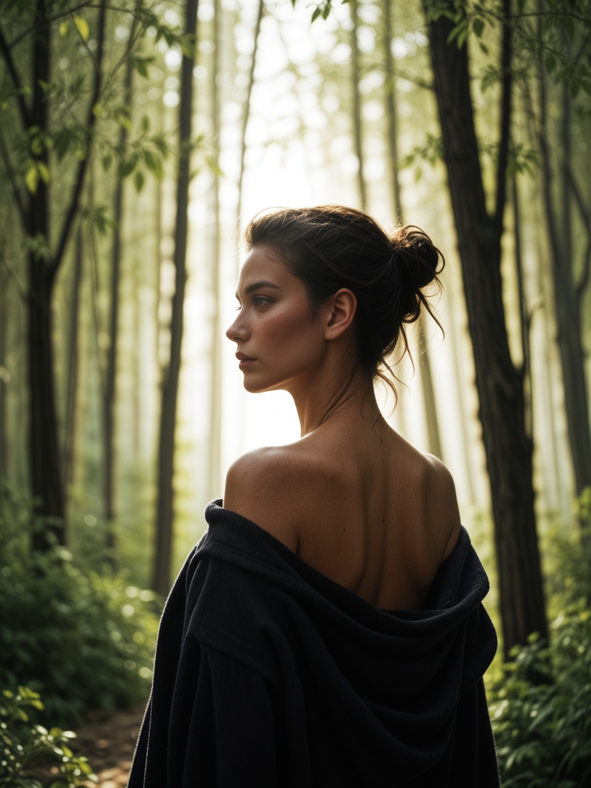 portrait photo of a woman,  dynamic light backlit,  light from behind on Tensor.Art