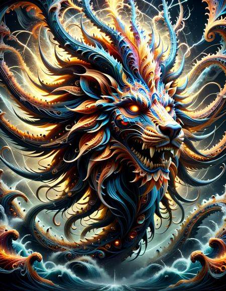 colorful realistic meahophontron of ral-frctlgmtry, mythical ral-bnz creature, mythical look, extrem-hd-ultra-shenanigans <lora:ral-frctlgmtry:0.75> <lora:ral-elctryzt-sdxl:0.5> ral-elctryzt