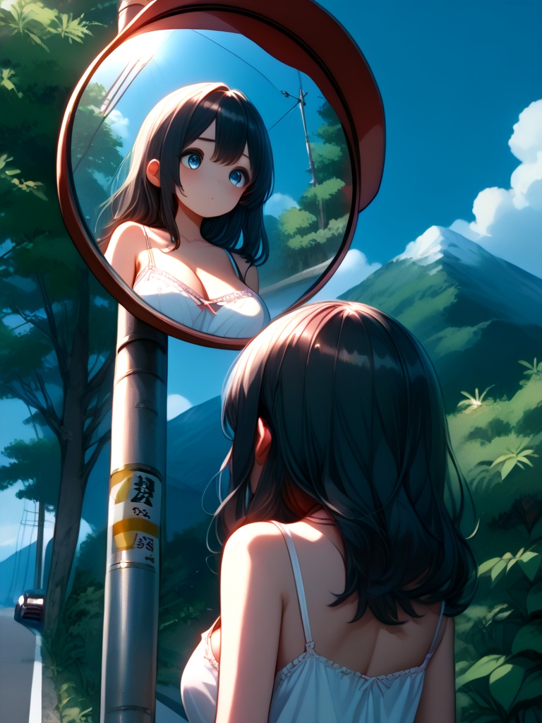 score_9,  source_anime,  convex mirror on utility pole on Tensor.Art