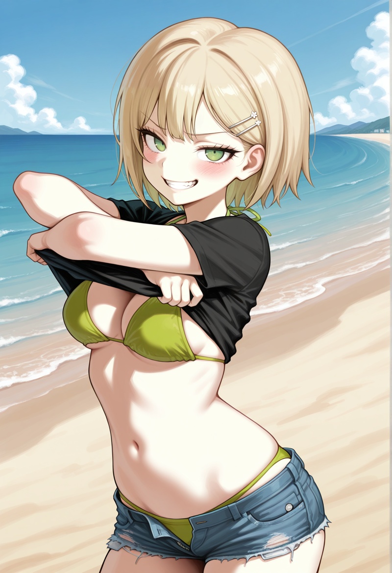 1girl,  bikini,  black shirt on Tensor.Art
