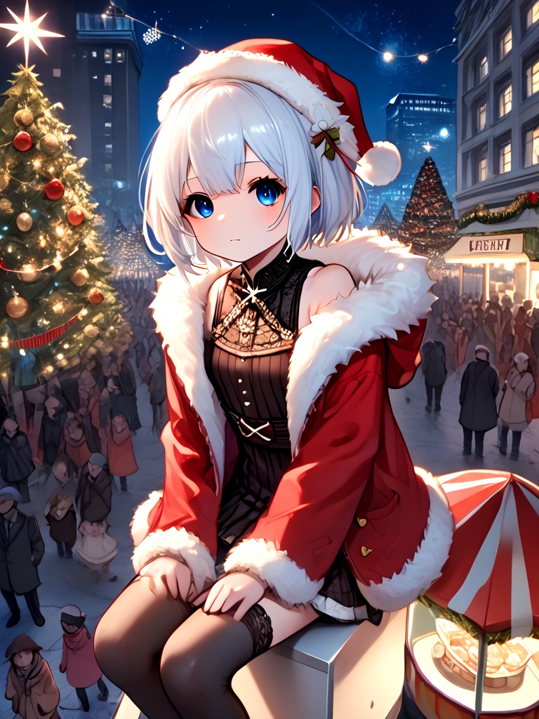 score_9,  source_anime,  christmas tree with festive lights on Tensor.Art