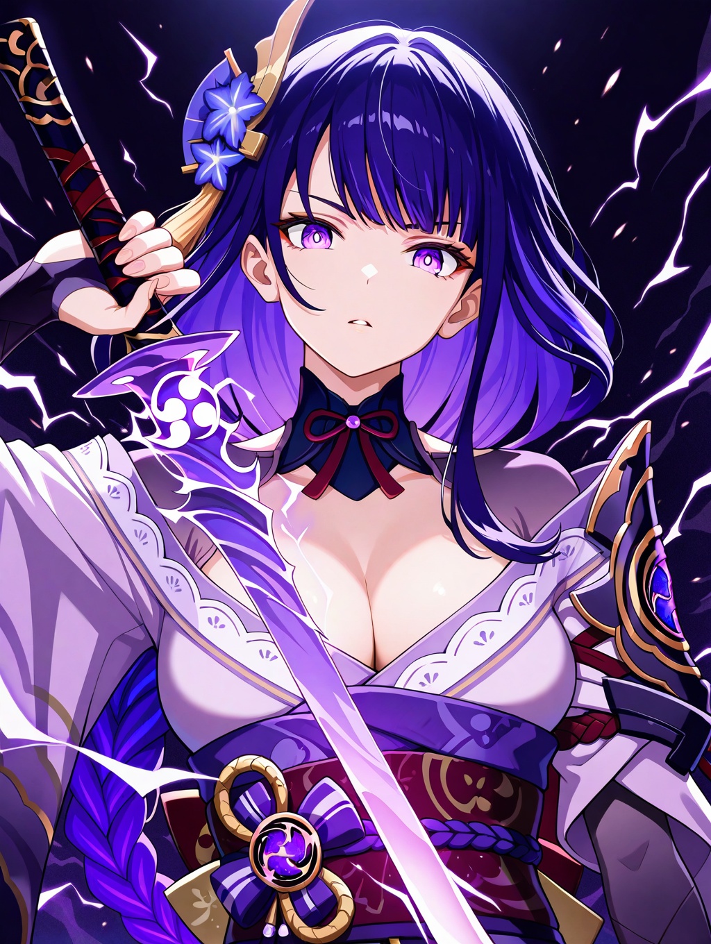 1girl,  raiden shogun,  holding sword on Tensor.Art