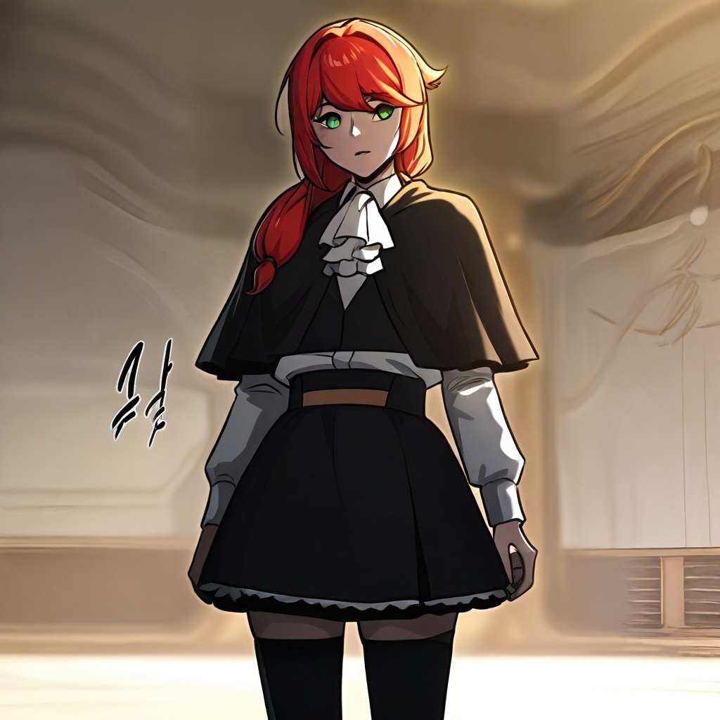 red hair,  low-tied hair,  hair over shoulder on Tensor.Art