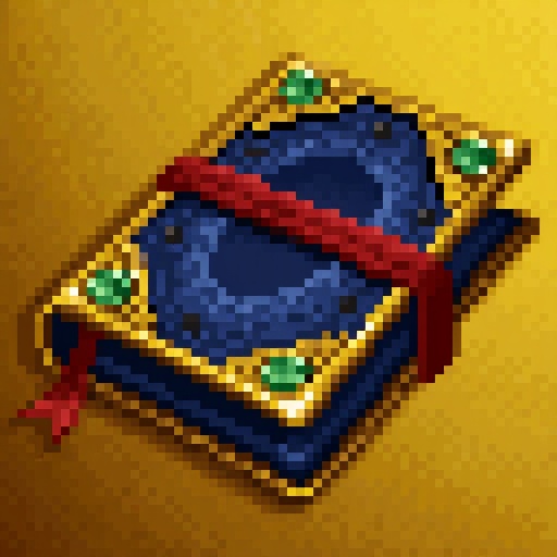A HoMM2 style Ultimate Spellbook artifact,  ultimate artifact,  gradient golden yellow background on Tensor.Art