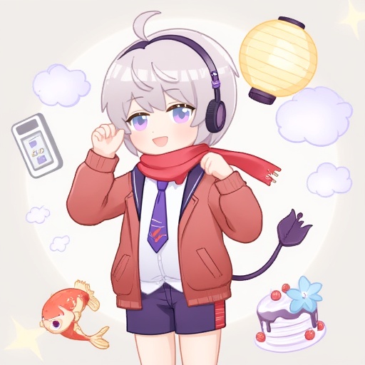 red scarf,  cellphone,  cloud on Tensor.Art