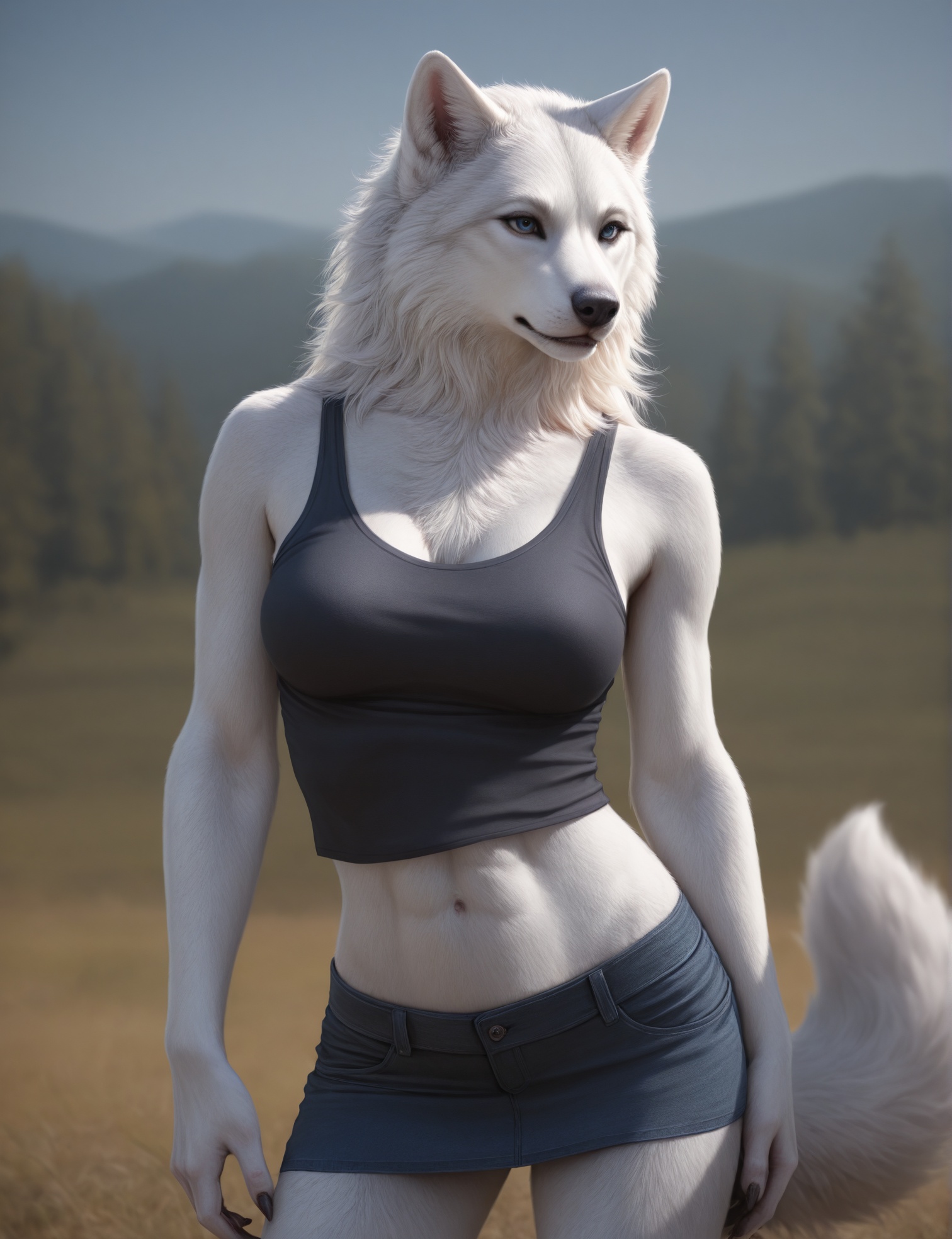 anthro,  white wolf,  female on Tensor.Art