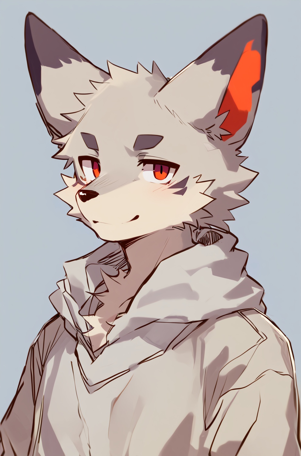 [[nploser,nekowuwu]], solo,shota, furry,kemono,dog_boy,BREAK, [red_inner_ear,blue_inner_ear], [orange_fur,white_fur,blue_eyes,red_eyes],white_hikimayu, ,BREAK, portrait,half-closed eyes, (masterpiece, best quality:1.1),,body fur,anthro,sketch line