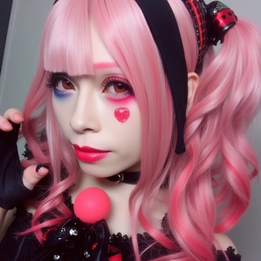 petite build and light skin tone. She has long,  specifically a character from a Japanese anime or manga. The individual h...