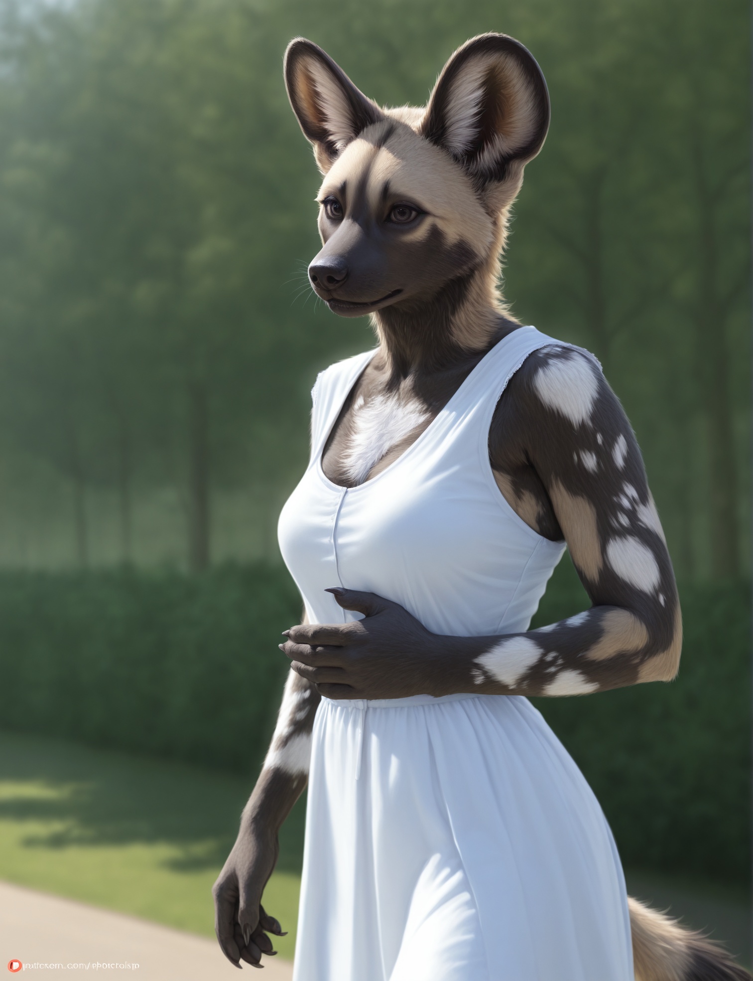anthro,  african wild dog,  solo on Tensor.Art