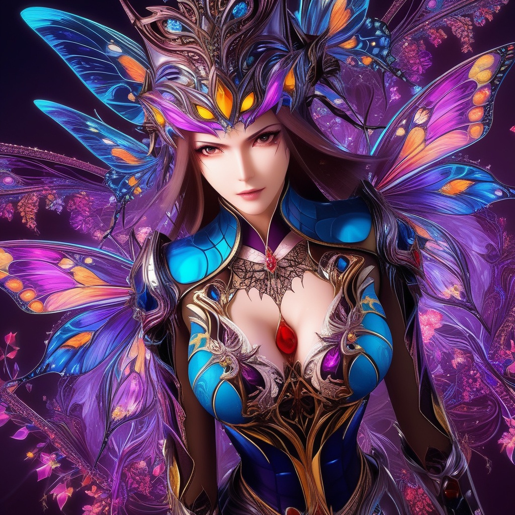 <lora:833-DA-XL-斗罗大陆-比比东-罗刹神:0.8>, (,1girl, ,best quality, ),,,anime,(masterpiece, top quality, best quality, official art, beautiful and aesthetic:1.2), (1girl)	, , (cleavage),, extreme detailed,(fractal art:1.3),colorful, flowers ,highest detailed,()    (cleavage),butterfly,  (),